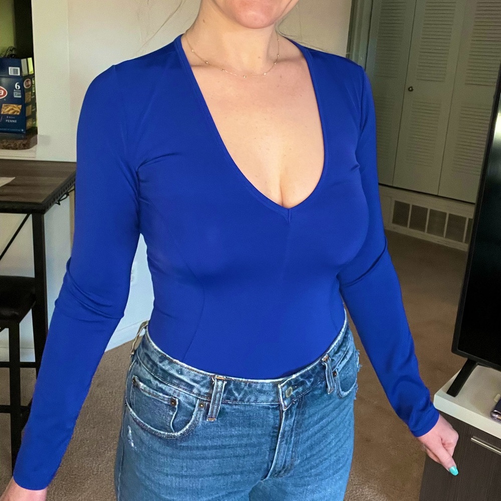 Free people medium bright blue bodysuit